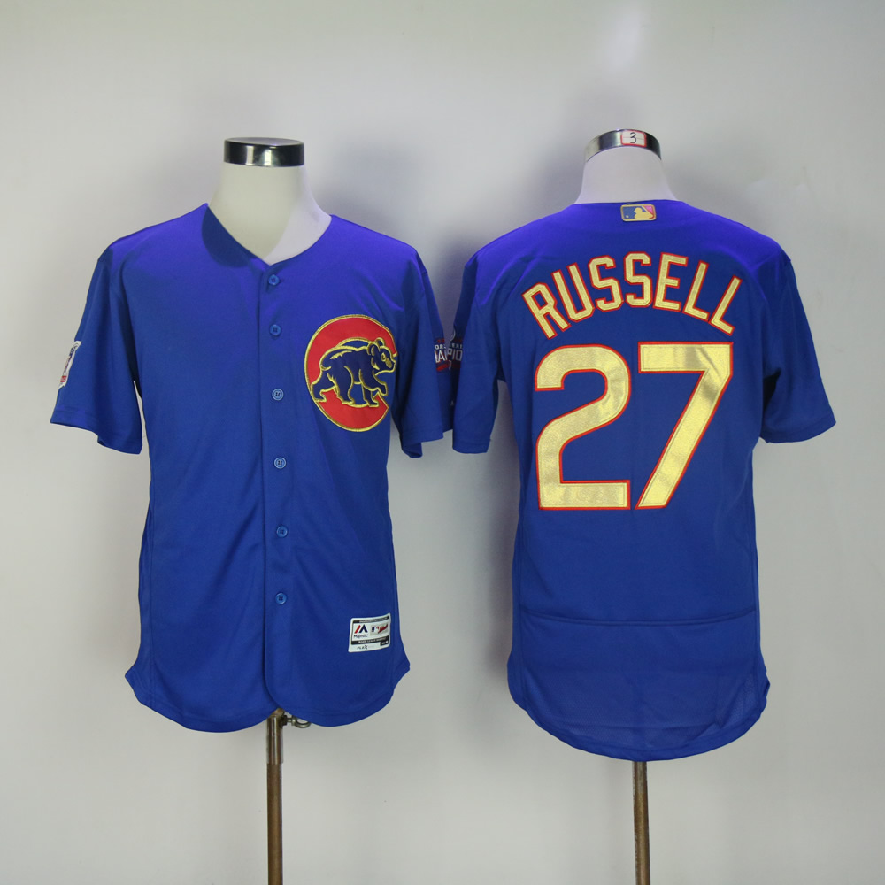 Men Chicago Cubs #27 Russell Blue Champion MLB Jerseys->chicago cubs->MLB Jersey